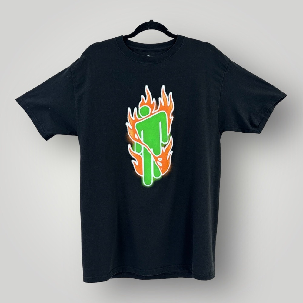 Billie Eilish Blohsh Neon Green Orange on Black T-Shirt‎ Medium Short Sleeves